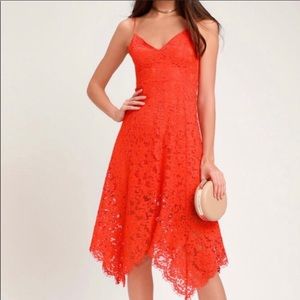 Lulus Orange Lace Dress with Adjustable Straps
